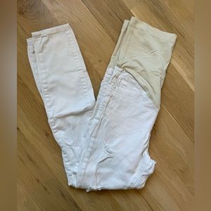 Pinkblush Maternity • Elastic Belly Band White Skinny Jeans • Size 27